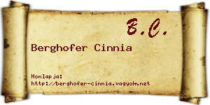 Berghofer Cinnia névjegykártya